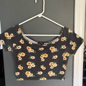 Vintage Style Sunflower Crop Top